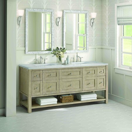 James Martin Vanities 72'' Double Vanity, Whitewashed Oak w/ 3 CM Arctic Fall Solid Surface Top 330-V72-WWO-3AF